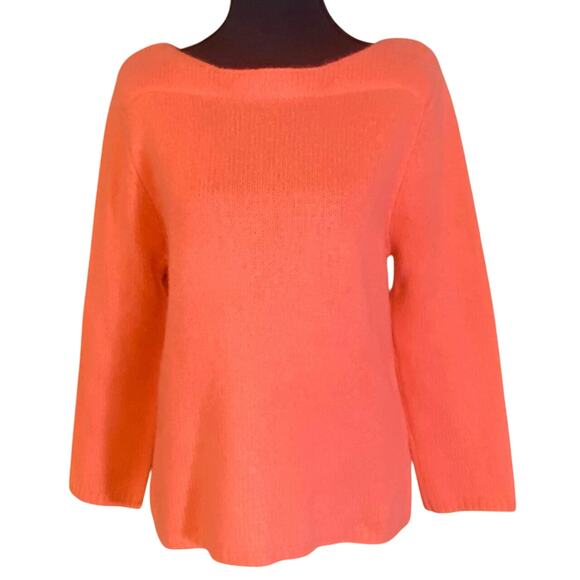 Calypso St. Barth 100% Cashmere Sweater Coral Orange Medium Soft Luxe cozy - Picture 2 of 8